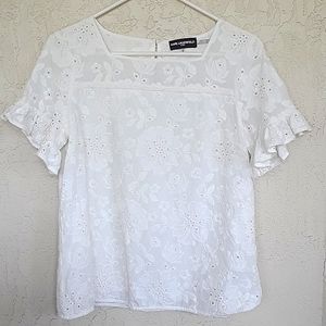 Karl Lagerfeld white eyelet top